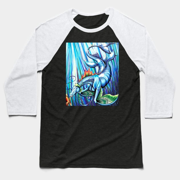 Diving Sea Horse Baseball T-Shirt by Lady Lilac